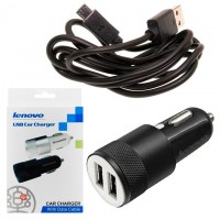 Автомобильное зарядное устройство Lenovo 2in1 2USB 3.1A micro-USB black