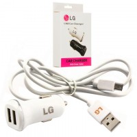 Автомобильное зарядное устройство LG 2in1 2USB 3.1A micro-USB white