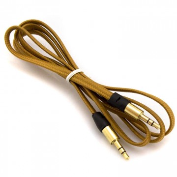 AUX кабель 3.5 плоский c металлическим штекером 1 метр коричневый в Одессе