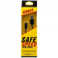 USB-Lightning шнур для iPhone 5/5S Safe Speed тканевый 1m Черный