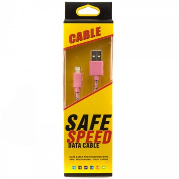 USB-Lightning шнур для iPhone 5/5S Safe Speed тканевый 1m Розовый в Одессе
