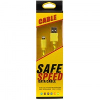 USB-Lightning шнур для iPhone 5/5S Safe Speed тканевый 1m Желтый