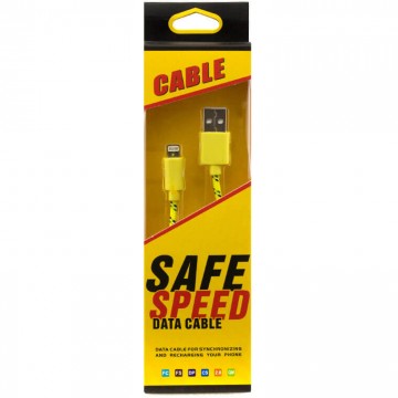 USB-Lightning шнур для iPhone 5/5S Safe Speed тканевый 1m Желтый в Одессе