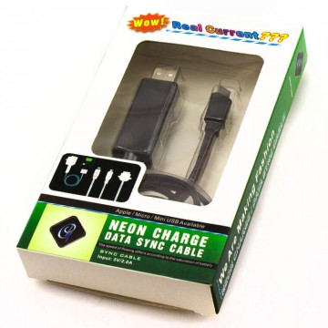 USB-Micro USB шнур Neon Charge Led для Samsung 0.8m Black  в Одессе