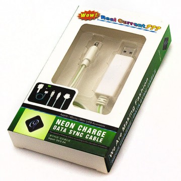 USB-Micro USB шнур Neon Charge Led для Samsung 0.8m White  в Одессе