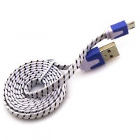 USB-Micro USB шнур Samsung V8 плоский тканевый 1m Белый