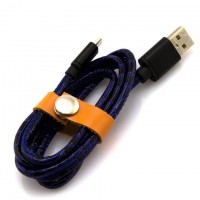 USB-Micro USB шнур Samsung V8 кожа 1m Синий