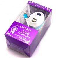 Сетевое зарядное устройство DIAMOND V8 2USB 2.4A micro-USB blue