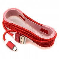 Micro USB кабель тканевый 1.5m красный
