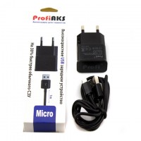 Сетевое зарядное устройство ProfiAKS 1USB 1.0A micro-USB black