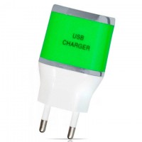 Сетевое зарядное устройство ES-D03 2USB 2.1A green