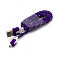 USB кабель Micro плоский тканевый 1m фиолетовый