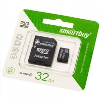 Карта памяти micro SD Smartbuy 32GB class 4 с адаптером SD