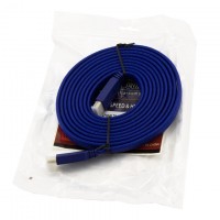 HDMI кабель 1.4v карбон плоский 3m синий