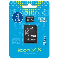 Карта памяти micro SD ICONIX 4GB 4 class с адаптером SD