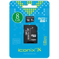 Карта памяти micro SD ICONIX 8GB class 4 с адаптером SD