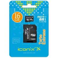 Карта памяти micro SD ICONIX 16GB class 10 с адаптером SD
