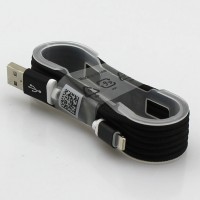 Кабель USB iPhone 5S 1.5m тканевый черный