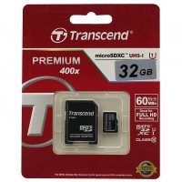 Карта памяти micro SD Transcend 32GB class 10 + SD adapter