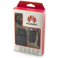 Сетевое+автомобильное зарядное устройство HUAWEI HW-050100C2W 1USB 2.1A micro-USB black