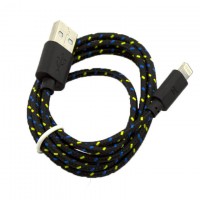 USB кабель iPhone 5S тканевый 1m черный