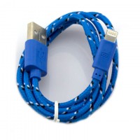 USB кабель iPhone 5S тканевый 1m синий