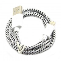 USB кабель iPhone 5S тканевый 1m белый