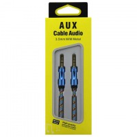 AUX кабель 3.5mm metal head синий