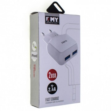 Сетевое зарядное устройство EMY MY-220 2USB 2.4A Lightning white в Одессе