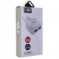 Сетевое зарядное устройство EMY MY-220 2USB 2.4A micro-USB white