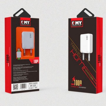 Сетевое зарядное устройство EMY MY-223 1USB 1.0A Lightning white в Одессе