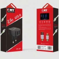 Сетевое зарядное устройство EMY MY-227 2USB 2.4A micro-USB black