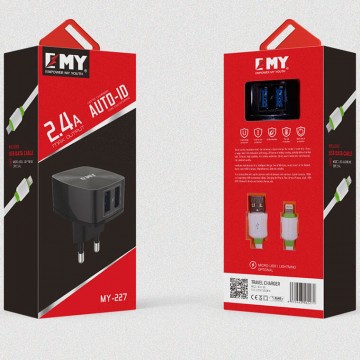 Сетевое зарядное устройство EMY MY-227 2USB 2.4A micro-USB black в Одессе