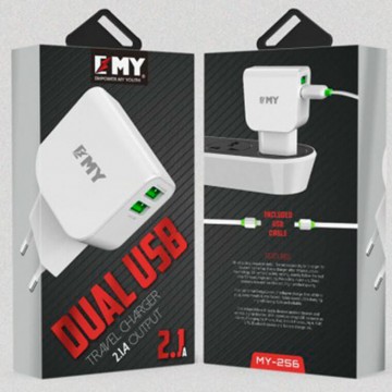 Сетевое зарядное устройство EMY MY-256 2USB 2.1A micro-USB white в Одессе