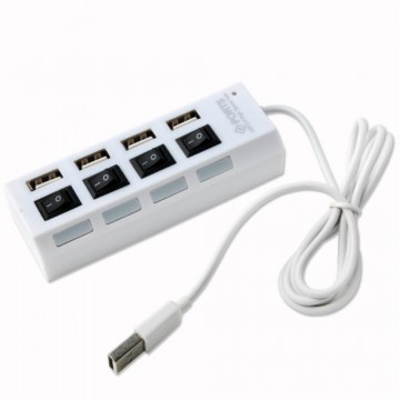 USB Hub H-01 4 PORT 0.5m additional power white в Одессе