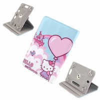 Чехол-книжка 7 дюймов с разворотом print, уголки-резинка Hello Kitty blue