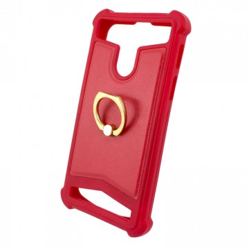 Универсальный чехол-накладка силикон-кожа с кольцом 3.5-4.0″ красный в Одессе