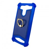 Универсальный чехол-накладка силикон-кожа с кольцом 5.0-5.5″ синий