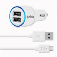 Автомобильное зарядное устройство Belkin 2in1 2USB 2.1A+1A micro-USB white