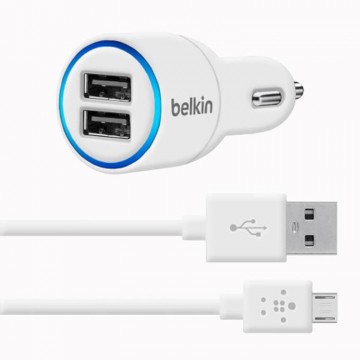 Автомобильное зарядное устройство Belkin 2in1 2USB 2.1A+1A micro-USB white в Одессе