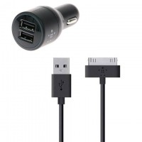 Автомобильное зарядное устройство Belkin 2in1 2USB 2.1A+1A Apple 30-pin black