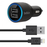 Автомобильное зарядное устройство Belkin 2in1 2USB 2.1A+1A Lightning black