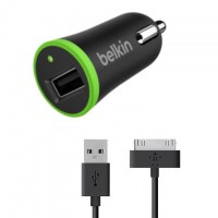 Автомобильное зарядное устройство Belkin Small 2in1 1USB 2.1A Apple 30-pin black