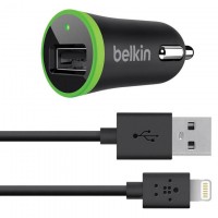 Автомобильное зарядное устройство Belkin Small 2in1 1USB 2.1A Lightning black