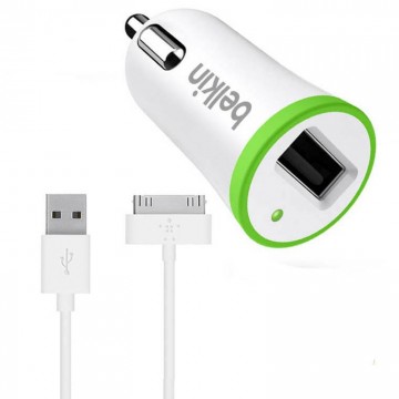 Автомобильное зарядное устройство Belkin Small 2in1 1USB 2.1A Apple 30-pin white в Одессе