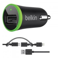 Автомобильное зарядное устройство Belkin Small 2in1 1USB 2.1A micro-USB + Lightning black