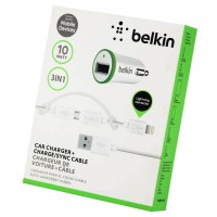 Автомобильное зарядное устройство Belkin Small 2in1 1USB 2.1A micro-USB + Lightning white
