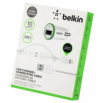 Автомобильное зарядное устройство Belkin Small 2in1 1USB 2.1A micro-USB + Lightning white в Одессе