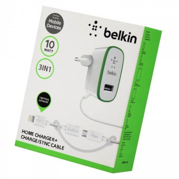 Сетевое зарядное устройство Belkin 2in1 1USB 2.1A micro-USB + Lightning white в Одессе
