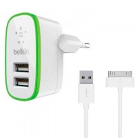 Сетевое зарядное устройство Belkin 2in1 2USB 2.1A Apple 30-pin white